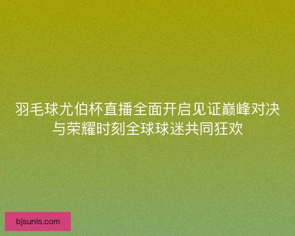 羽毛球尤伯杯直播全面开启见证巅峰对决与荣耀时刻全球球迷共同狂欢