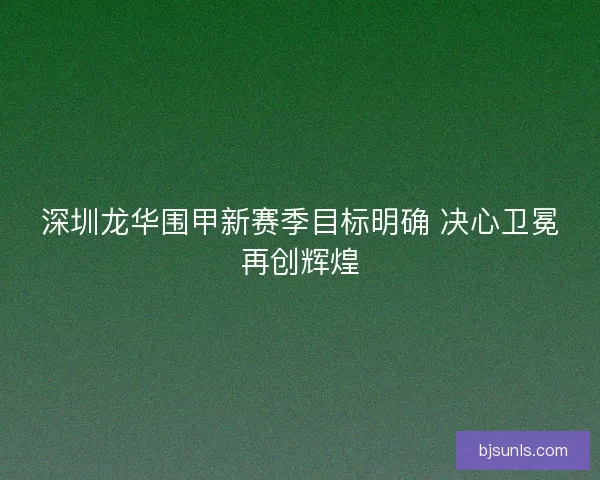 深圳龙华围甲新赛季目标明确 决心卫冕再创辉煌