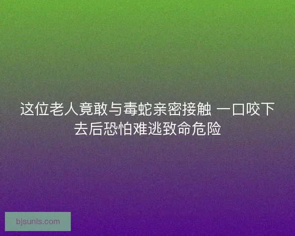 这位老人竟敢与毒蛇亲密接触 一口咬下去后恐怕难逃致命危险