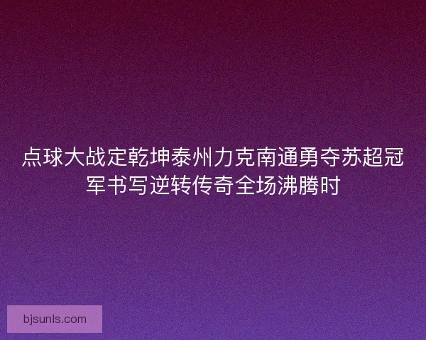 点球大战定乾坤泰州力克南通勇夺苏超冠军书写逆转传奇全场沸腾时