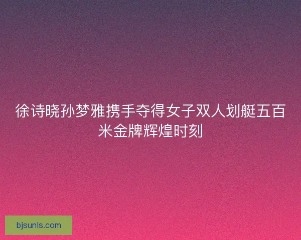 徐诗晓孙梦雅携手夺得女子双人划艇五百米金牌辉煌时刻